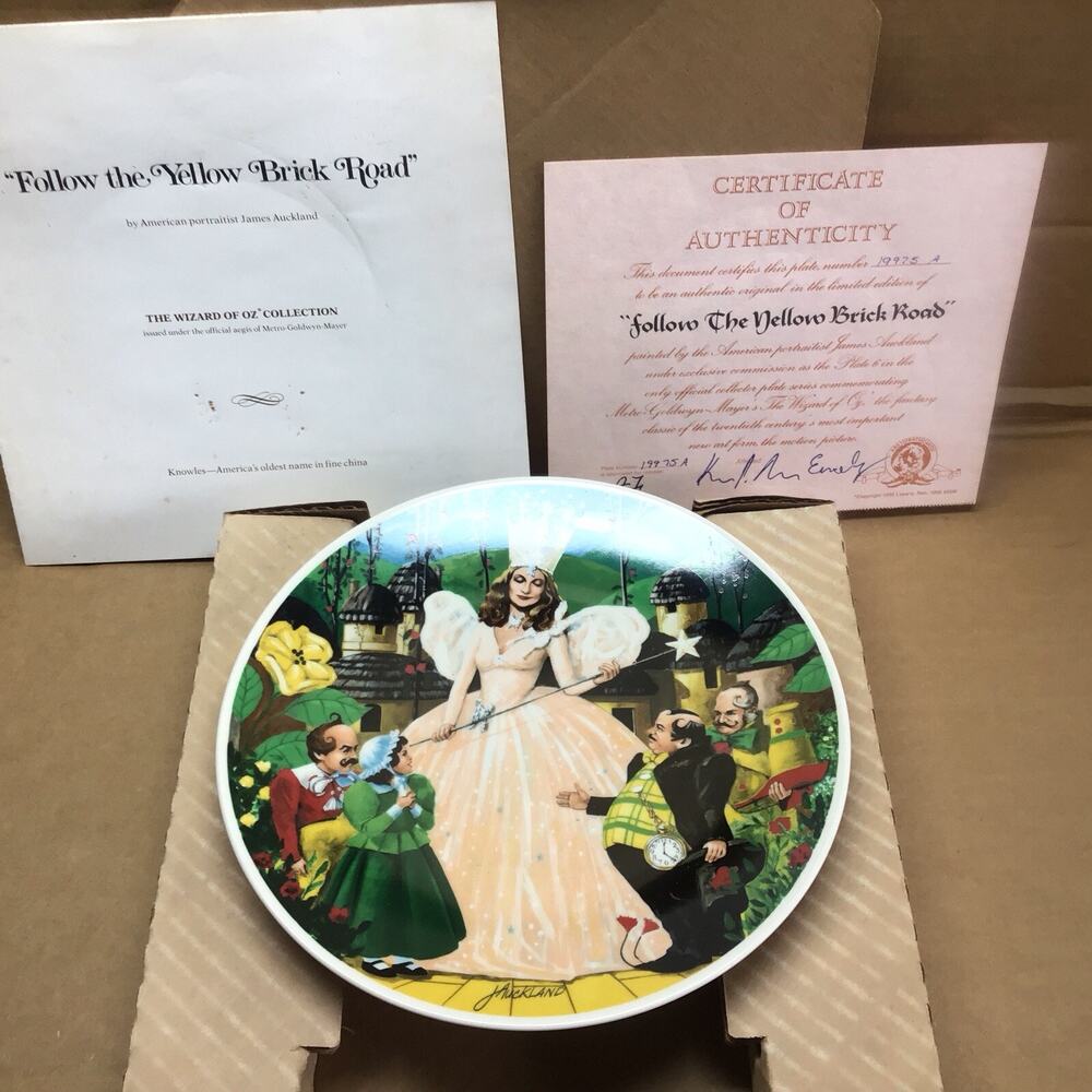 1979 Knowles Wizard of Oz Plate Follow The Yellow Brick Road Glinda COA Box